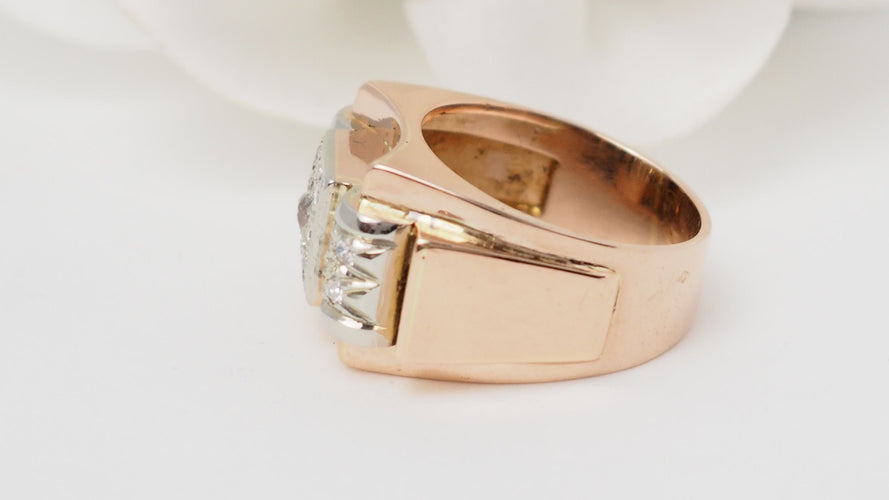 Bague 54 Bague Tank en or rose et diamants 58 Facettes 32563