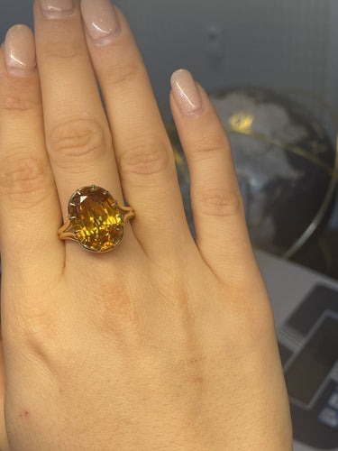 Bague Bague Or Jaune Centrée Citrine 58 Facettes