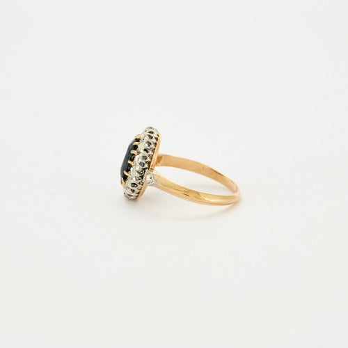 Bague 53 Bague Pompadour Or jaune Platine Saphir Diamants 58 Facettes