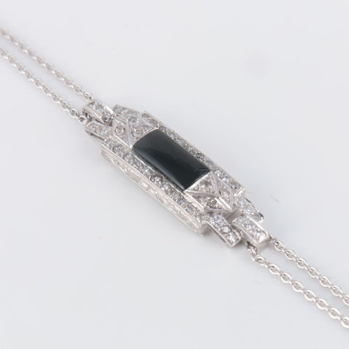 Bracelet Bracelet platine, onyx et diamants 58 Facettes