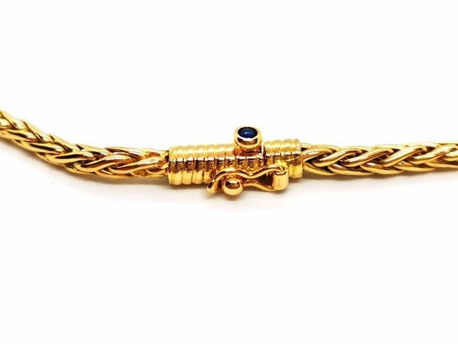 Collier Caplain Saint André Collier Maille palmier Or jaune Saphir 58 Facettes 1595121CN