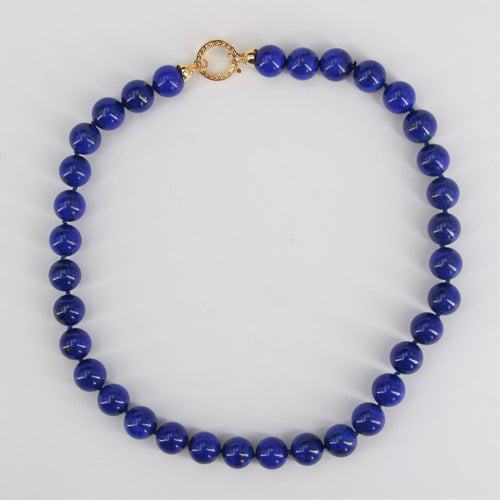 Collier Collier de perles de lapis lazuli et fermoir en or 58 Facettes 21-720