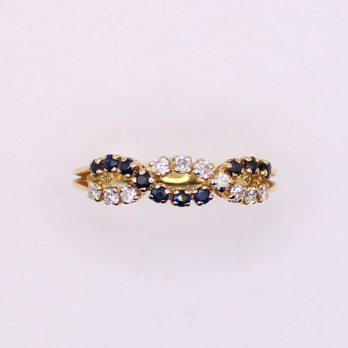 Bague Bague Diamants Saphirs entrelacés 58 Facettes