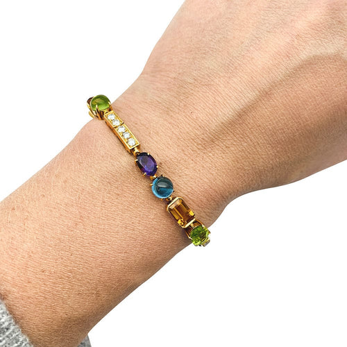 Bracelet Bracelet Bulgari, "Allegra", or jaune, diamants, pierres de couleurs. 58 Facettes 31100