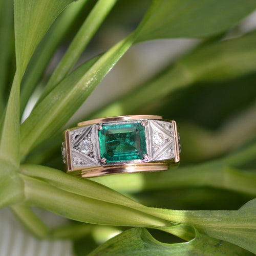 Bague 63 Bague de justice émeraude diamants ancienne 58 Facettes 23-006