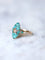 Bague marquise ancienne étoile, or rose, turquoises et perle 58 Facettes