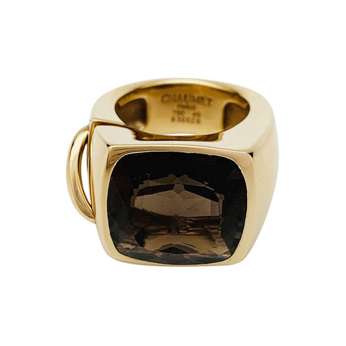 Bague 49 Bague chevalière Chaumet, "Lien", or jaune, quartz fumé. 58 Facettes 30844