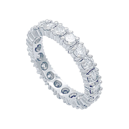Bague 56 Alliance tour complet or blanc, diamants. 58 Facettes 32378