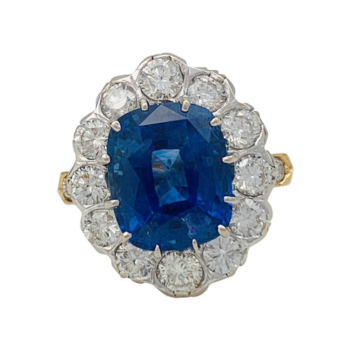 Bague Bague pompadour saphir, entourage diamants. 58 Facettes 31288