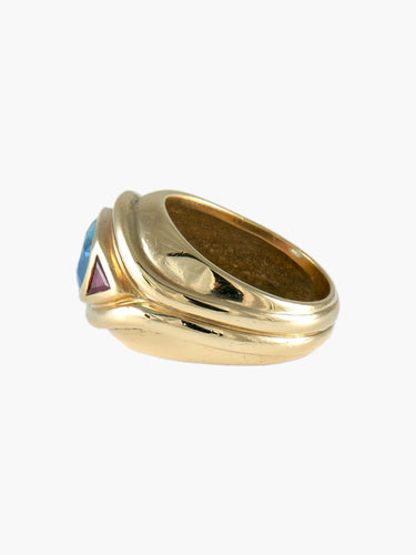 Bague Or Jaune / Saphir / 51 BAGUE " BLUE-EYE" OR & PIERRES 58 Facettes BO/220013