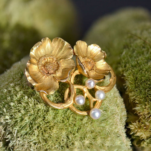 Broche Broche ancienne Art nouveau fleurs et perles fines 58 Facettes 22-476