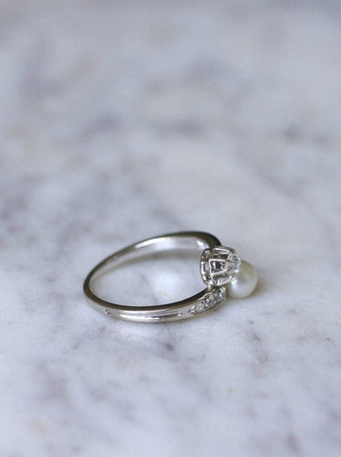 Bague toi et moi perle fine et diamants 58 Facettes