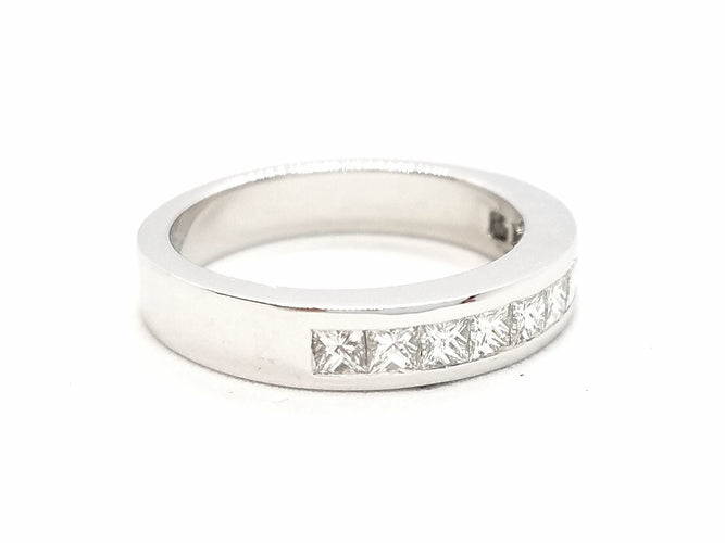 Bague 54 Bague Demie alliance Or blanc Diamant 58 Facettes 578776RV