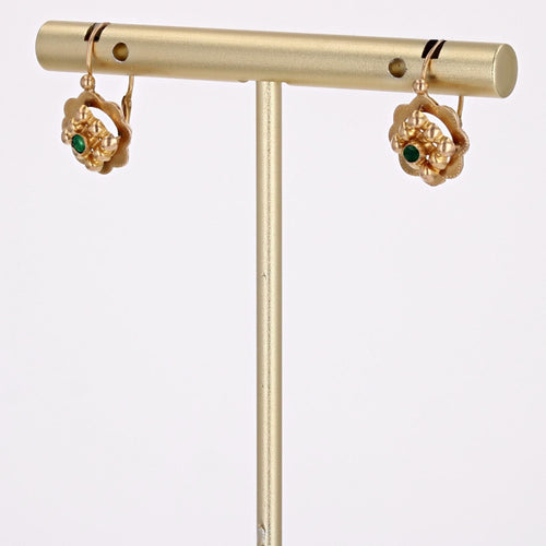 Boucles d'oreilles Dormeuses émeraudes et or 58 Facettes 15-397