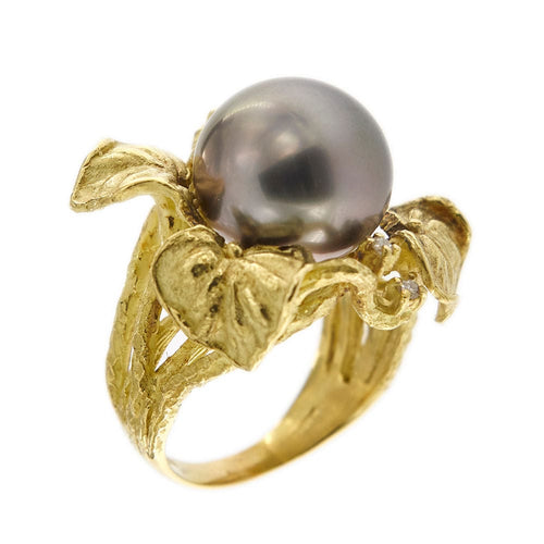 Bague 55 Bague perle de Tahiti et diamants 58 Facettes 34228