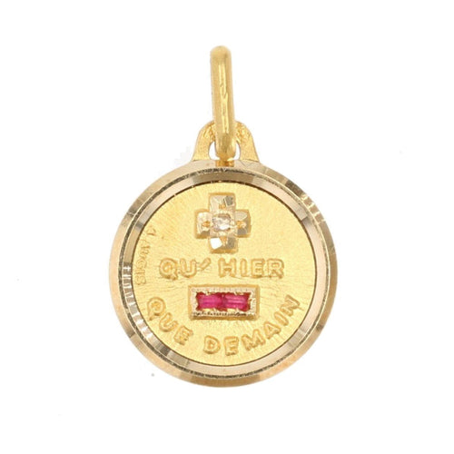 Pendentif Pendentif or jaune + qu'hier - que demain 58 Facettes CVP48