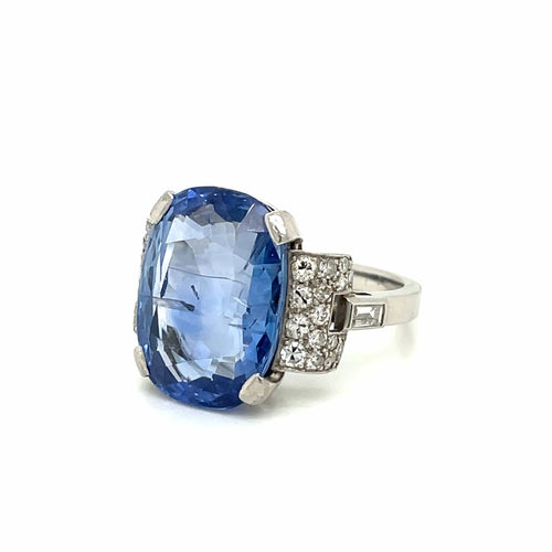 Bague Bague Art Déco Platine Diamant Saphir 58 Facettes