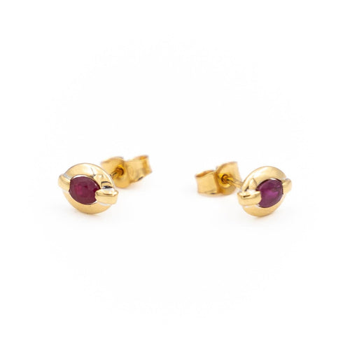 Boucles d'oreilles Boucles d'oreilles Puces Or jaune Rubis 58 Facettes 1752275CN
