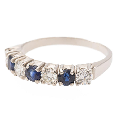 Bague 53 Bague demi alliance Or blanc Saphir 58 Facettes 2432014CN