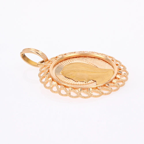 Pendentif Médaille or rose Vierge Marie bordure ajourée 58 Facettes CVP66