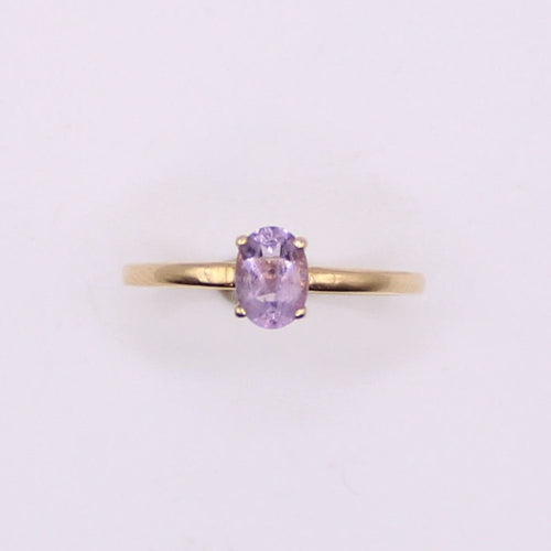 Bague Bague solitaire or jaune améthyste ovale 58 Facettes