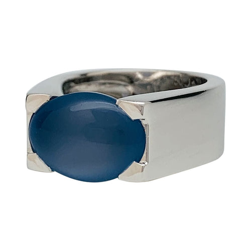 Bague 53 Bague Cartier, "Tankissime", or blanc, calcédoine bleue. 58 Facettes 31792