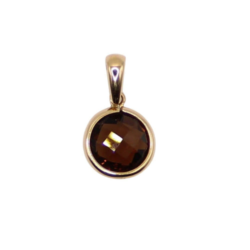 Pendentif Pendentif or jaune quartz fumé facetté 58 Facettes
