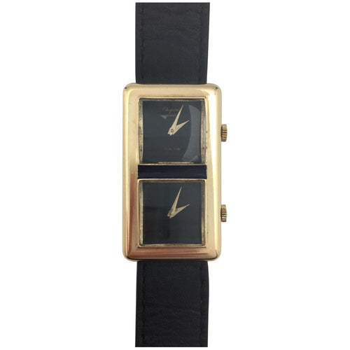 Montre Montre Chopard "Dualtime" en or jaune sur cuir. 58 Facettes 27257