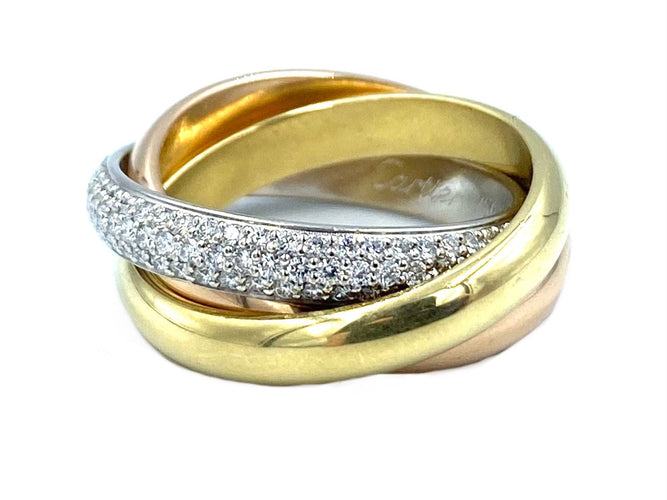 Bague CARTIER. Collection Trinity Classique, alliance 3 ors et diamants 58 Facettes