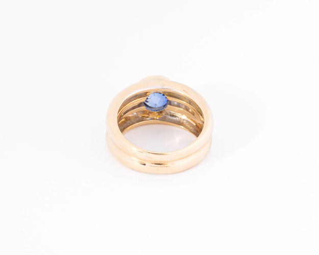 Bague Bague jonc or jaune saphir et diamant 58 Facettes 0