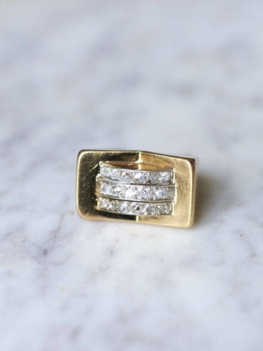 Bague Bague chevalière Tank or et diamants 58 Facettes
