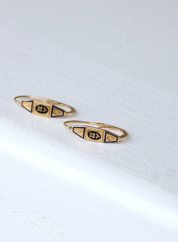 Boucles d'oreilles Boucles d'oreilles poissardes or rose et émail 58 Facettes