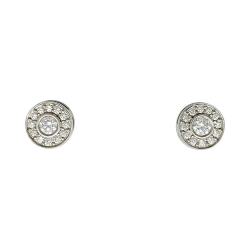 Boucles d'oreilles Puces Tiffany & Co., "Mini Circlet", platine et diamants. 58 Facettes 31870