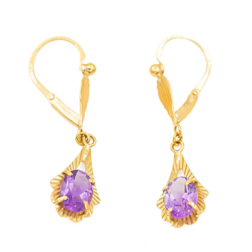 Boucles d'oreilles Boucles d'oreilles Dormeuses Or jaune Améthyste 58 Facettes 2593494CD
