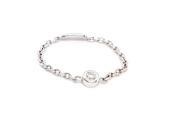 Bague 54 Bague Chaînette Or blanc Diamant 58 Facettes 578687RV