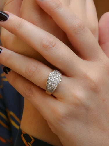 Bague Bague bandeau vintage or jaune diamants 58 Facettes J28
