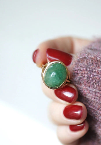 Bague Bague Or jaune cabochon d'Emeraude 58 Facettes
