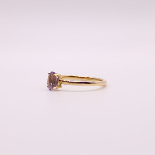 Bague Bague solitaire or jaune améthyste ovale 58 Facettes