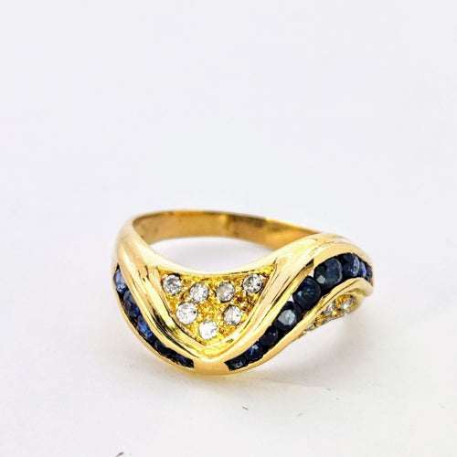 Bague Bague en or jaune diamants et saphirs 58 Facettes 5629