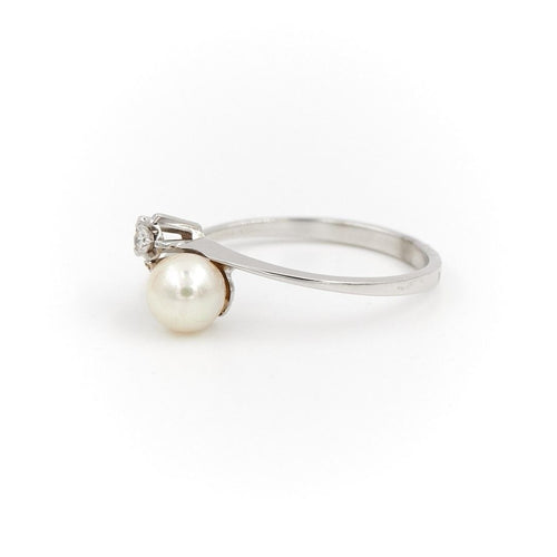 Bague 51.5 Bague Toi & Moi Or blanc Perle 58 Facettes 1653929CN