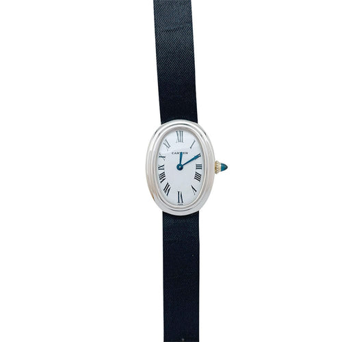 Montre Montre Cartier modèle "Baignoire" en or blanc sur cuir. 58 Facettes 31175