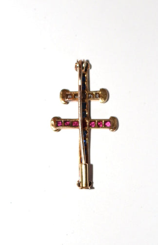 Pendentif Croix De Lorraine Rubis Saphirs Diamants 58 Facettes 501