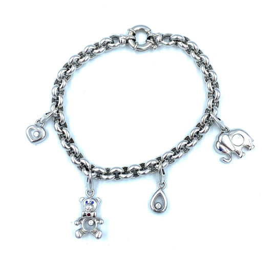 Bracelet CHOPARD. Collection Happy Diamonds, bracelet or blanc et breloques 58 Facettes