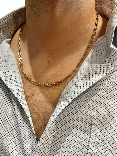 Collier CHAINE MAILLE GRAIN DE CAFÉ PLATE 58 Facettes 054571