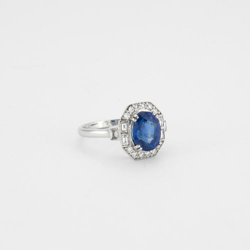Bague Bague octogonale saphir et diamants 58 Facettes 0760
