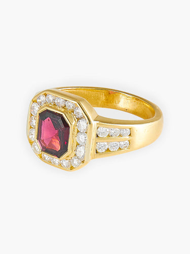Bague 48 Bague Grenat et Diamants 58 Facettes