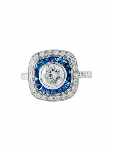 Bague Bague Art Déco Saphirs Diamants 58 Facettes