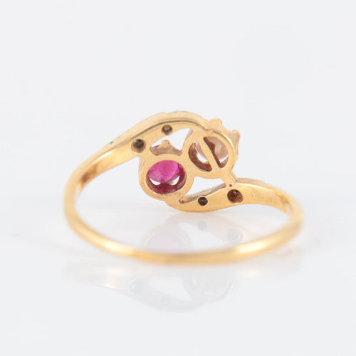 Bague 51 Bague Toi & Moi rubis perle 58 Facettes P4L15
