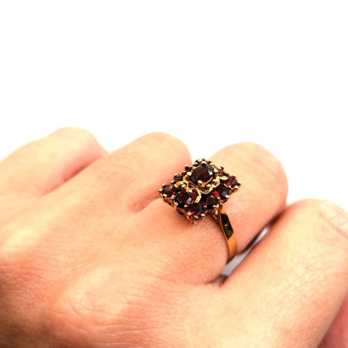 Bague 54 Bague vintage or jaune grenats 58 Facettes 3714