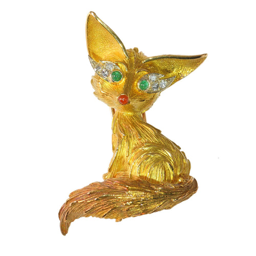 Broche Broche française renard des années 1950 en or : Un trésor vintage 58 Facettes 23338-0270